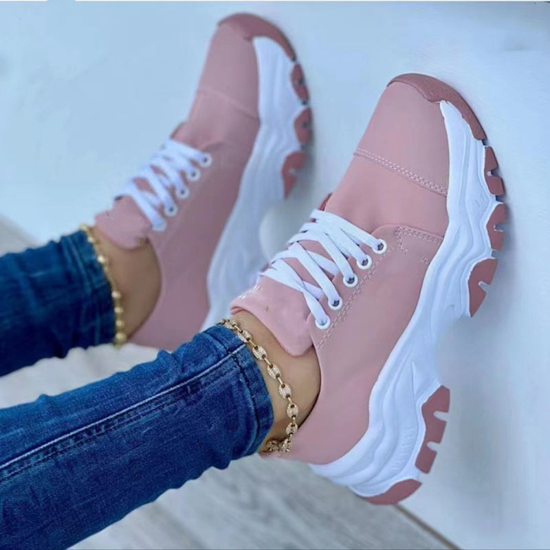 Platform Sport Flats Shoes Lace-up Sneaker Outdoor Walking Casual Shoes Women Platform Sport Flats Shoes Lace-up Sneaker Outdoor Walking Casual Shoes Women